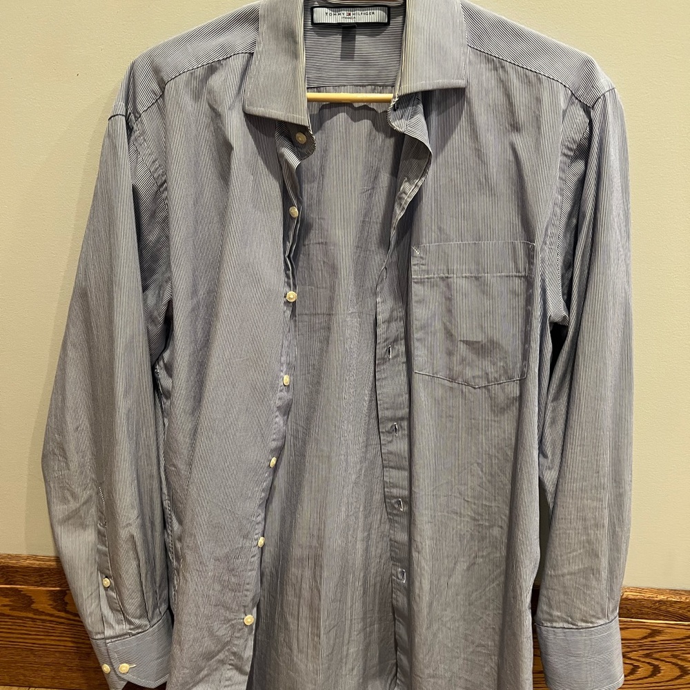 Tommy Hilfiger striped blue dress shirt